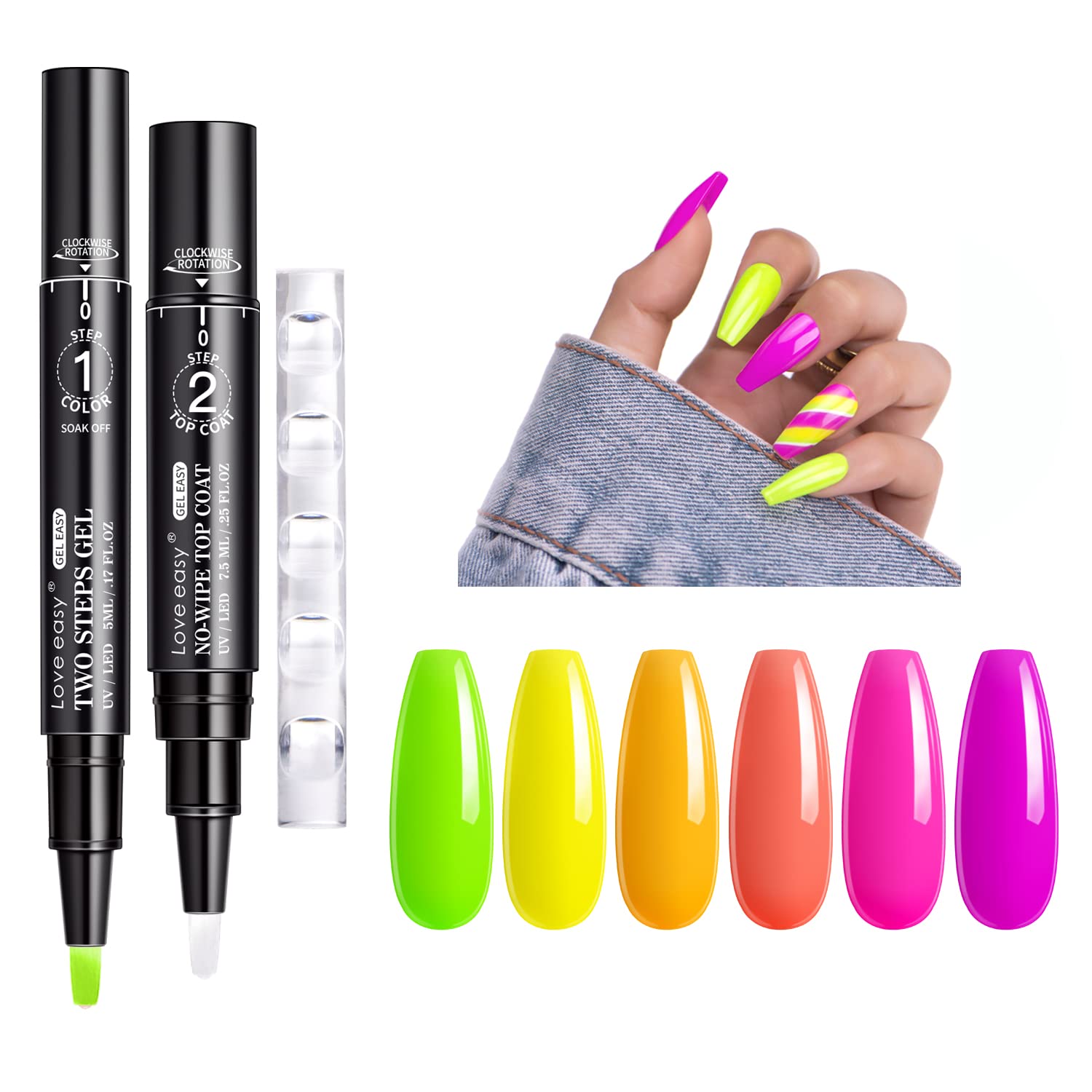 Amazon.com : Love easy Hema Free Gel Nail Polish Pen Set 6 pcs